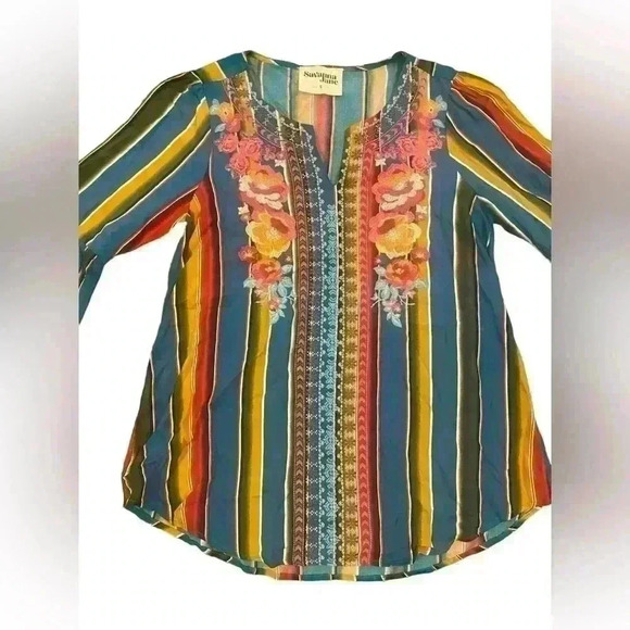 SAVANNA JANE STRIPE BELL SLEEVE in Western Size Small - Picture 8 of 12